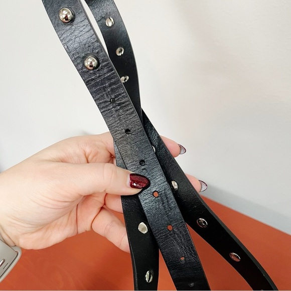 Rebecca Minkoff Black Genuine Leather Milan Dome Studded Belt Adjustable main image 4